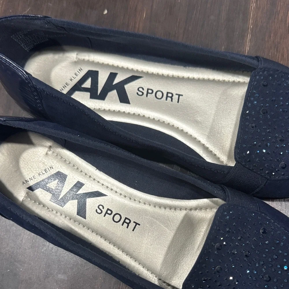 Anne Klein Navy Embellished Flats | Good Used Condition
